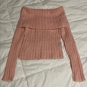 The limited vintage y2k 2000’s pink off the shoulder mohair blend knit sweater